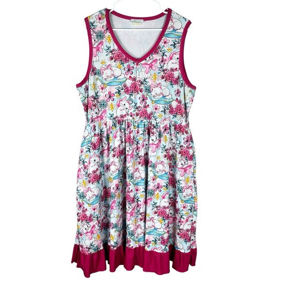Cartoon Cat Marie Dress Women XL Stretch Knee Length Coquette Amusement Park - Picture 1 of 8